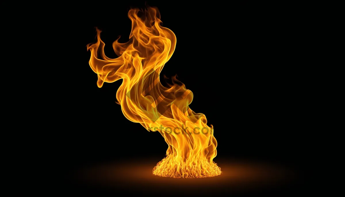 Picture of Fiery Blaze in Fireplace Illustration - Black and Orange