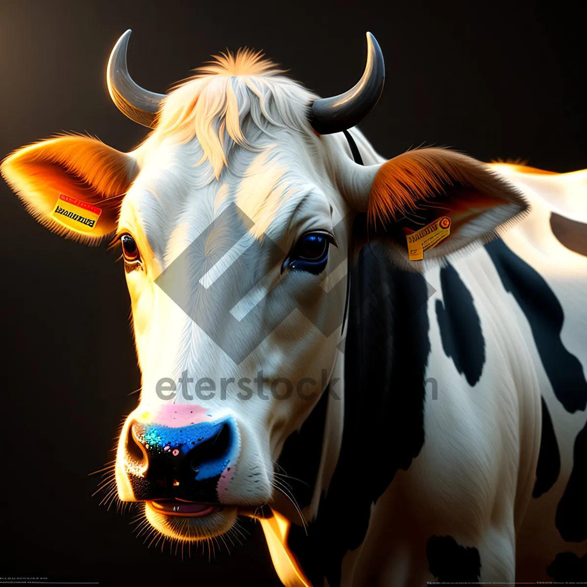 Picture of Brown Cow Grazing in Rural Pasture