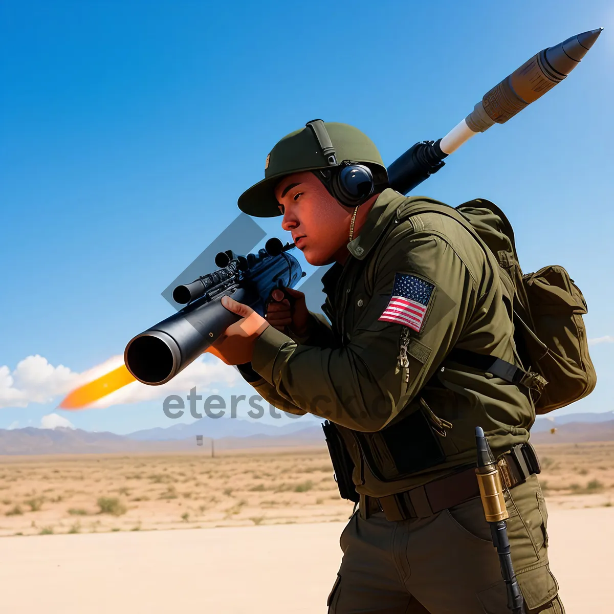 Picture of Active Golf Player with Military-Style Equipment