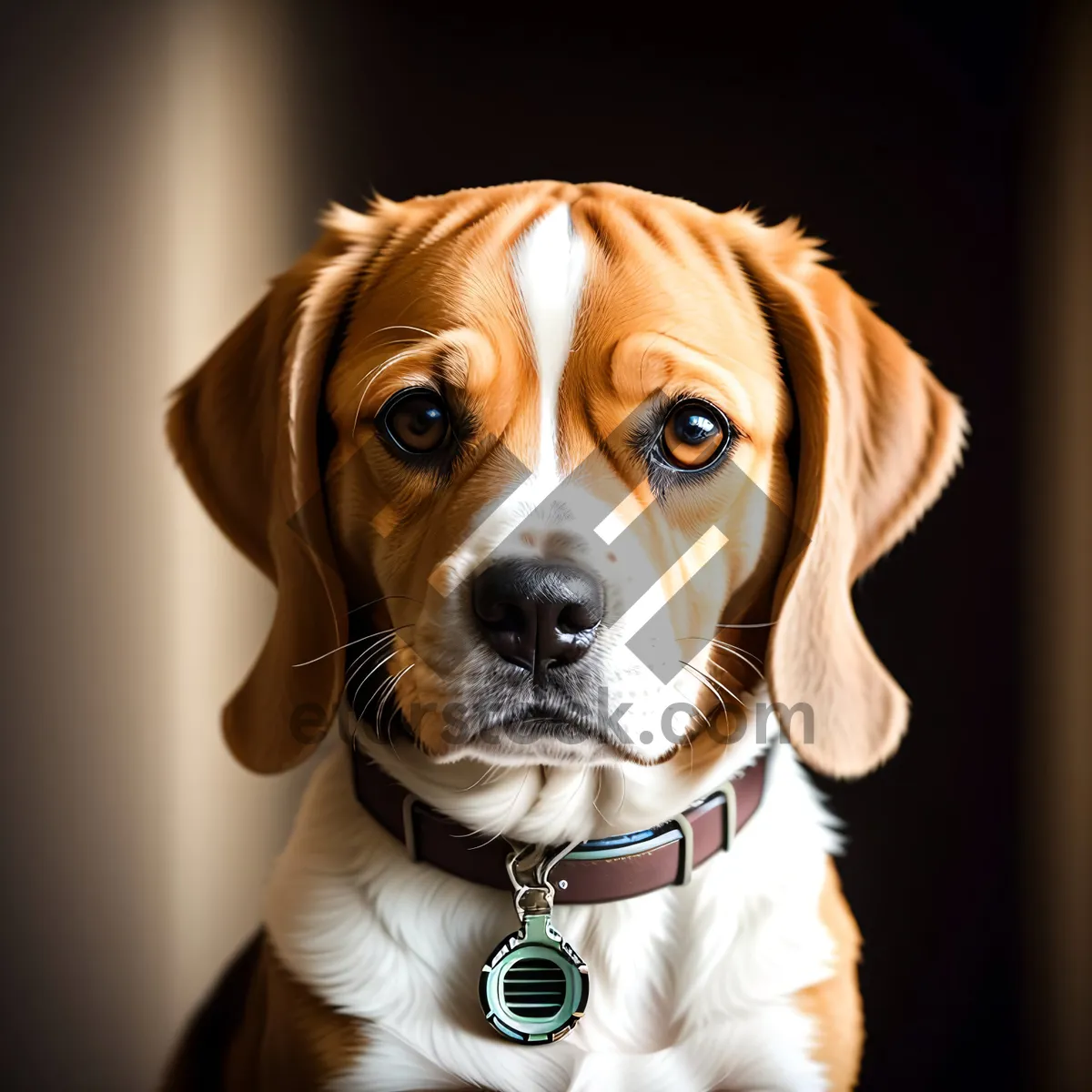 Picture of Purebred Beagle Pup: Studio Portrait of an Adorable Hunting Dog