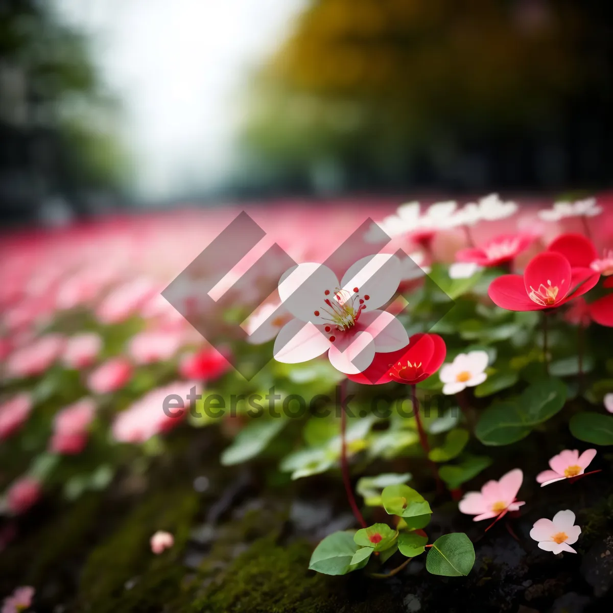 Picture of Pink Periwinkle Blossom in Spring Garden