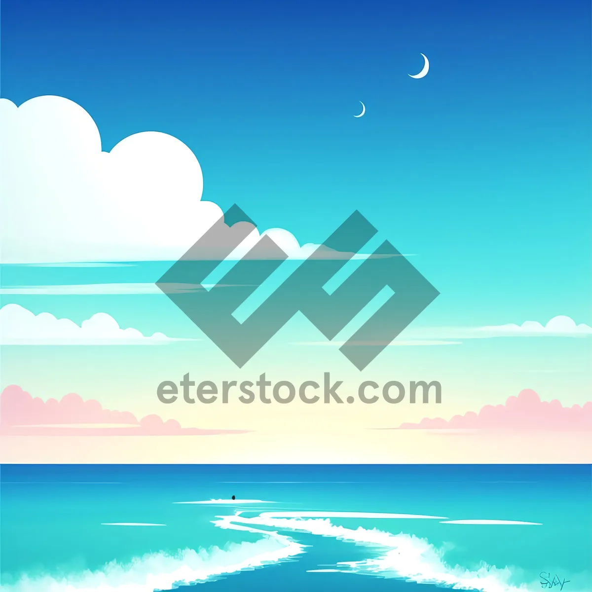 Picture of Serene Summer Seascape with Waves and Sky