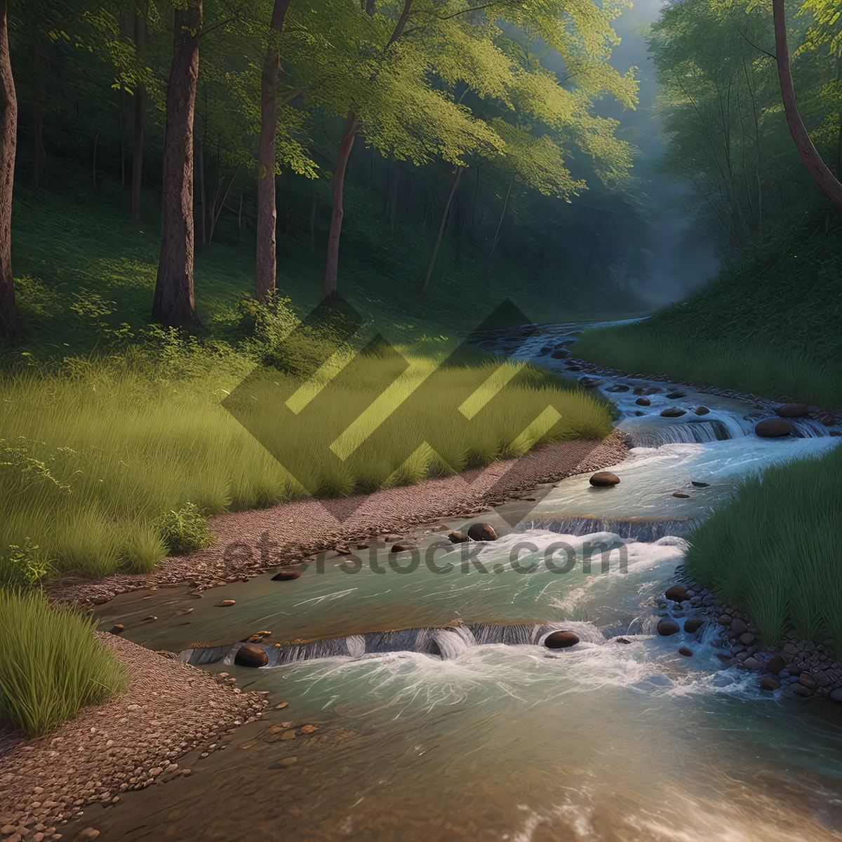 Picture of Serene Waterfall in Lush Forest