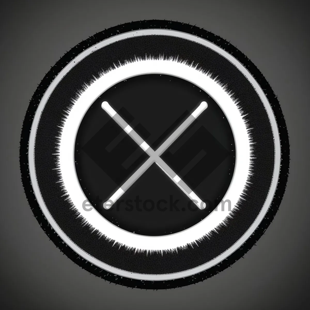 Picture of Glossy black metallic button icon with 3D design.