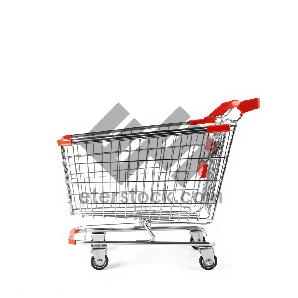 Picture of 3D empty shopping cart for e-commerce business.