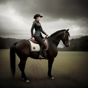 Dynamic Equestrian Ride: Stallion with Rider and Saddle