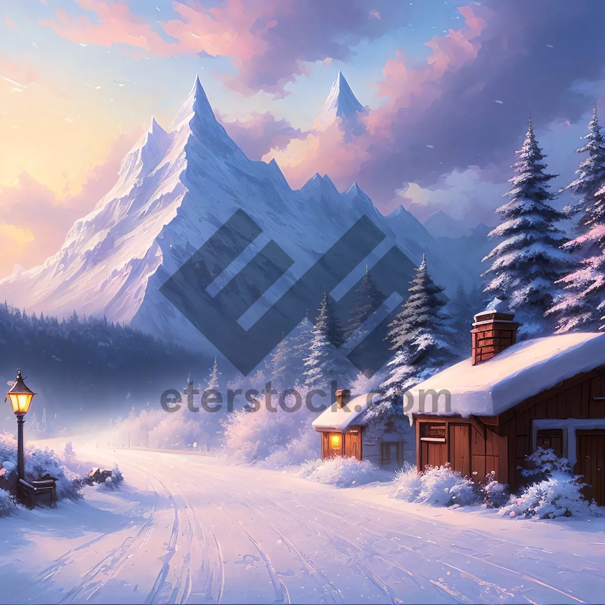 Picture of Winter Wonderland: Majestic Alpine Landscape with Ski Slope