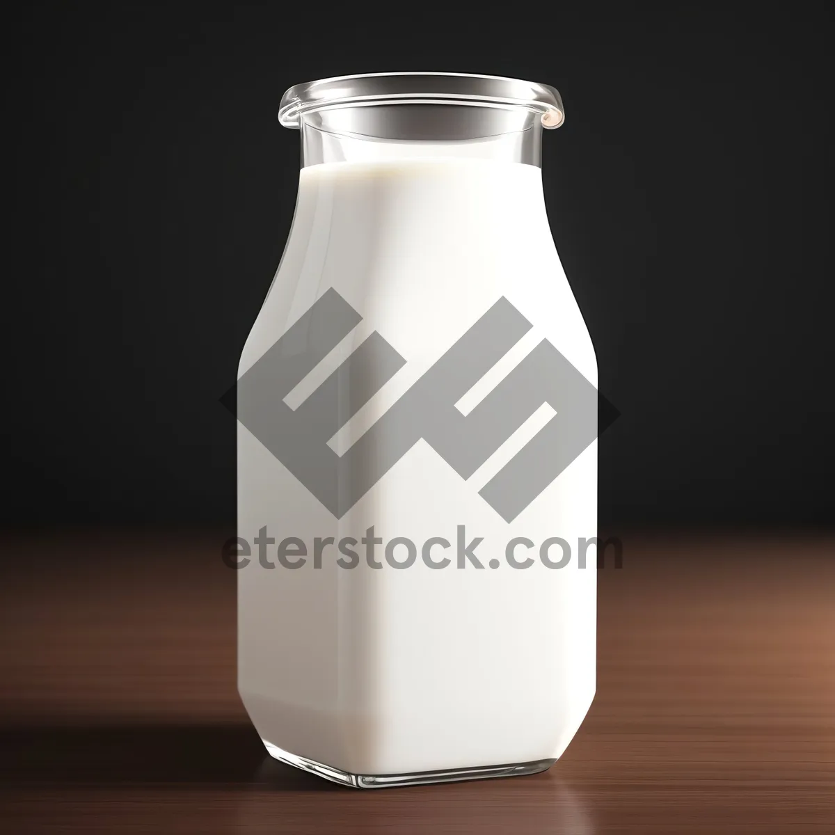 Picture of Healthy Glass of Milk in Transparent Bottle