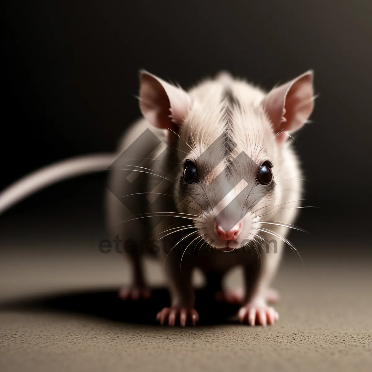 Picture of Cute Gray Mouse with Fluffy Fur and Whiskers