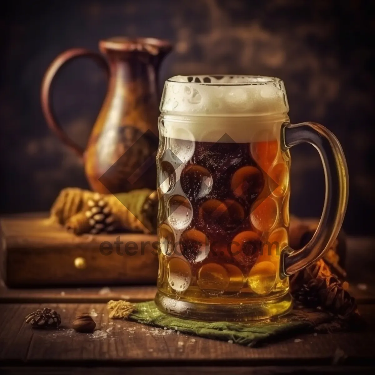 Picture of Yellow glass cup with refreshing cold beer