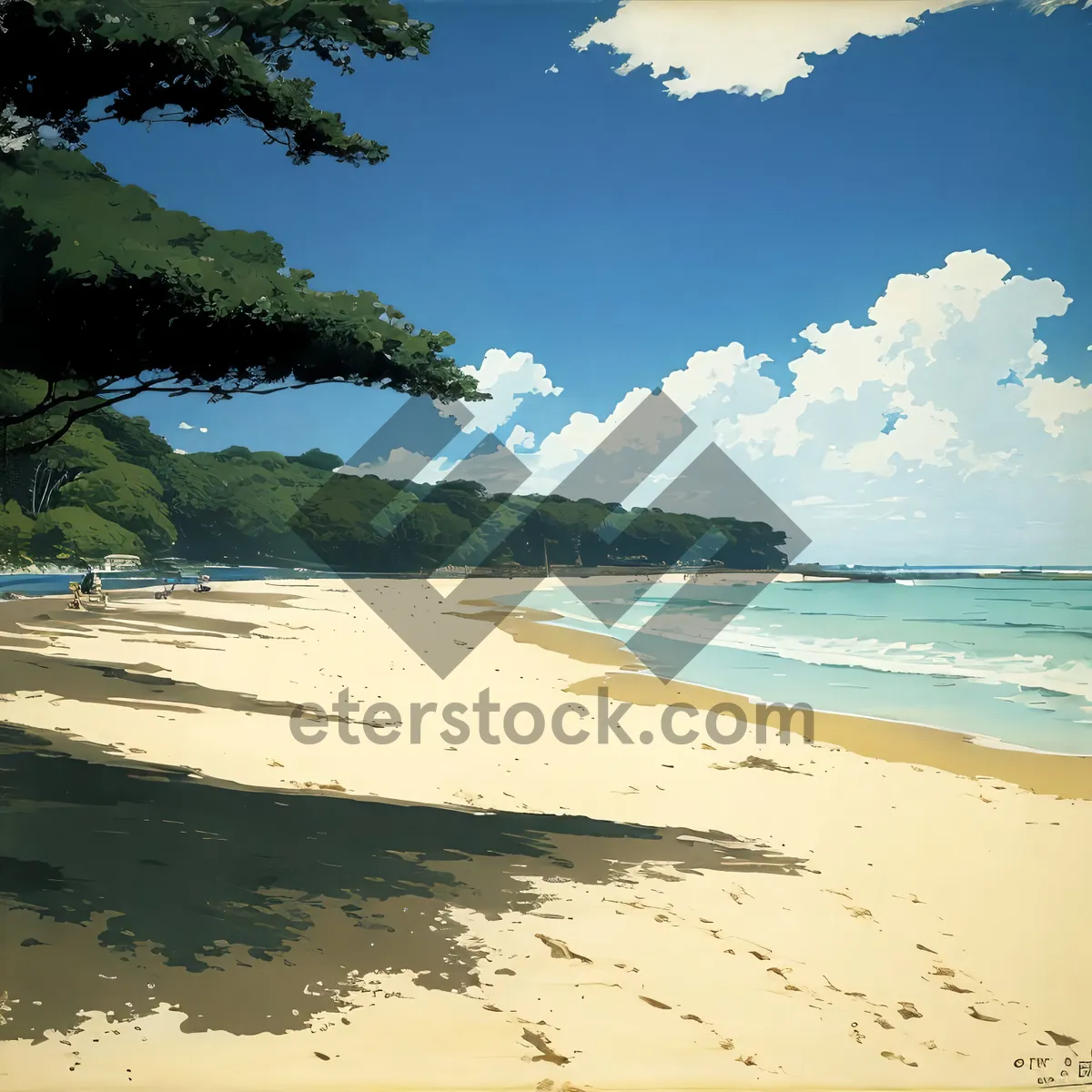 Picture of Tranquil Tropical Beachscape with Crystal Clear Turquoise Waters