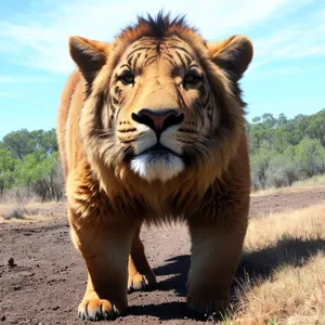 Powerful Feline Resting in African Savannah