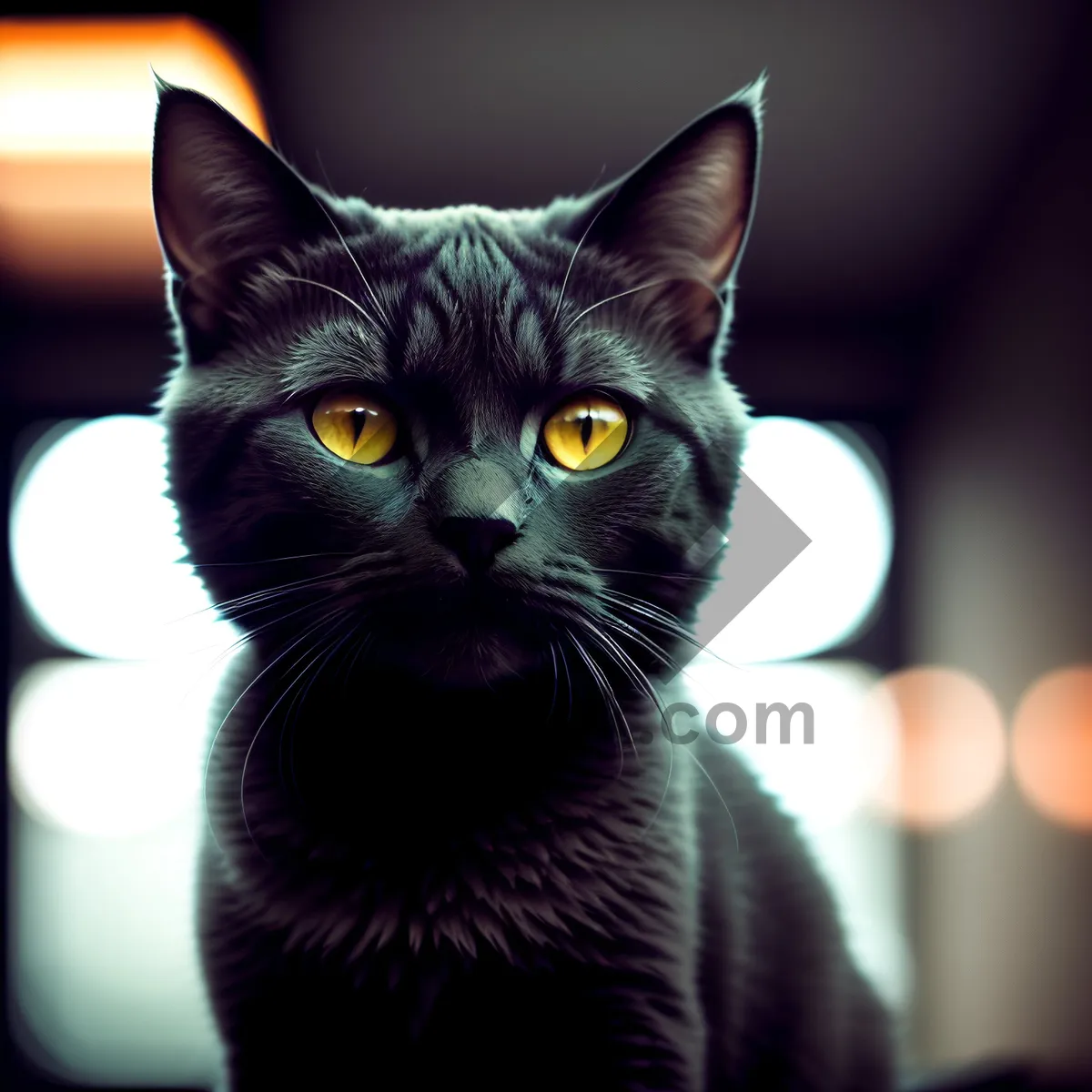 Picture of Fluffy Gray Striped Tabby Kitty Portrait