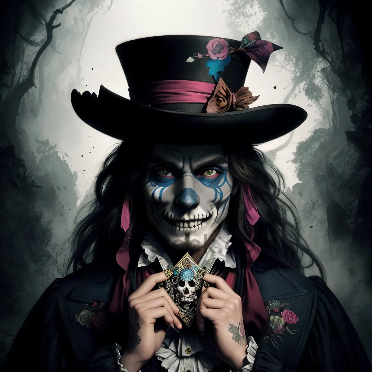 Picture of Sexy Sorcerer in Black Mask and Costume