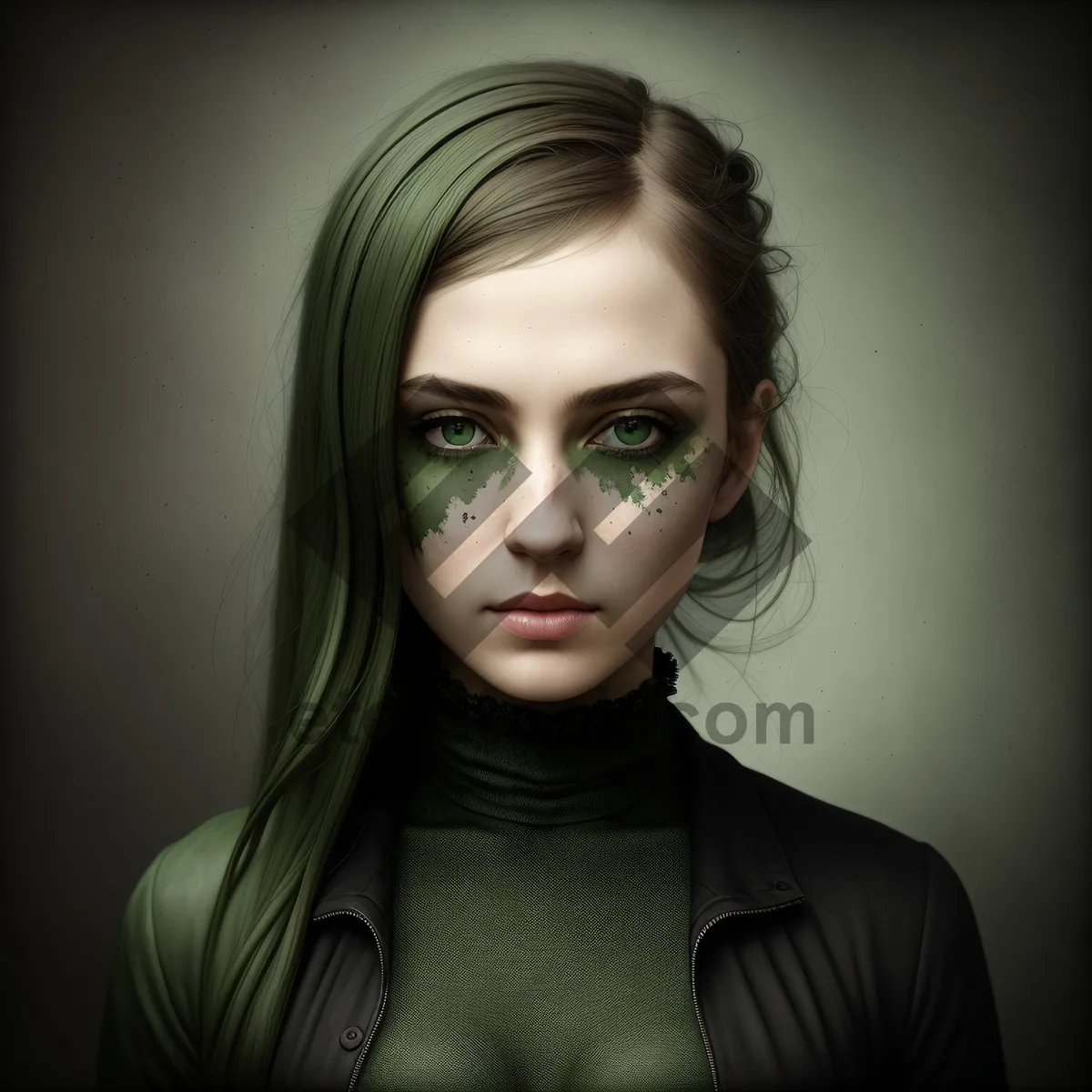 Picture of Sultry Brunette Fashion Model with Elegant Hair and Sensual Makeup