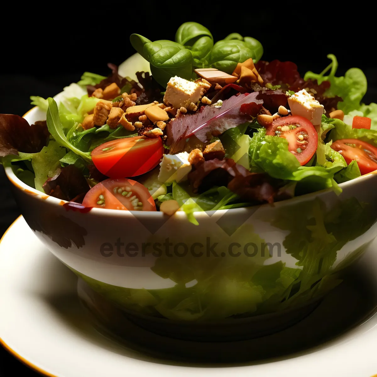 Picture of Healthy Fresh Salad with Basil and Tomatoes