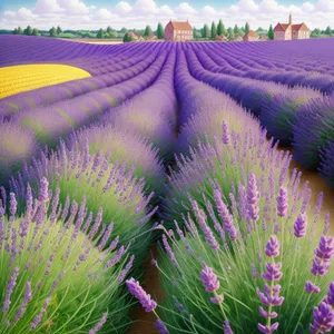 Vibrant Lavender Blooms in a Rural Landscape