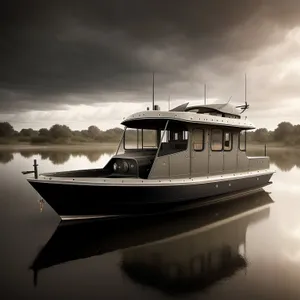 Serene Summer Seascape: Fishing Boat at Marina