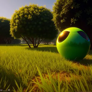 Soccer Ball Soaring Across Sunlit Meadow