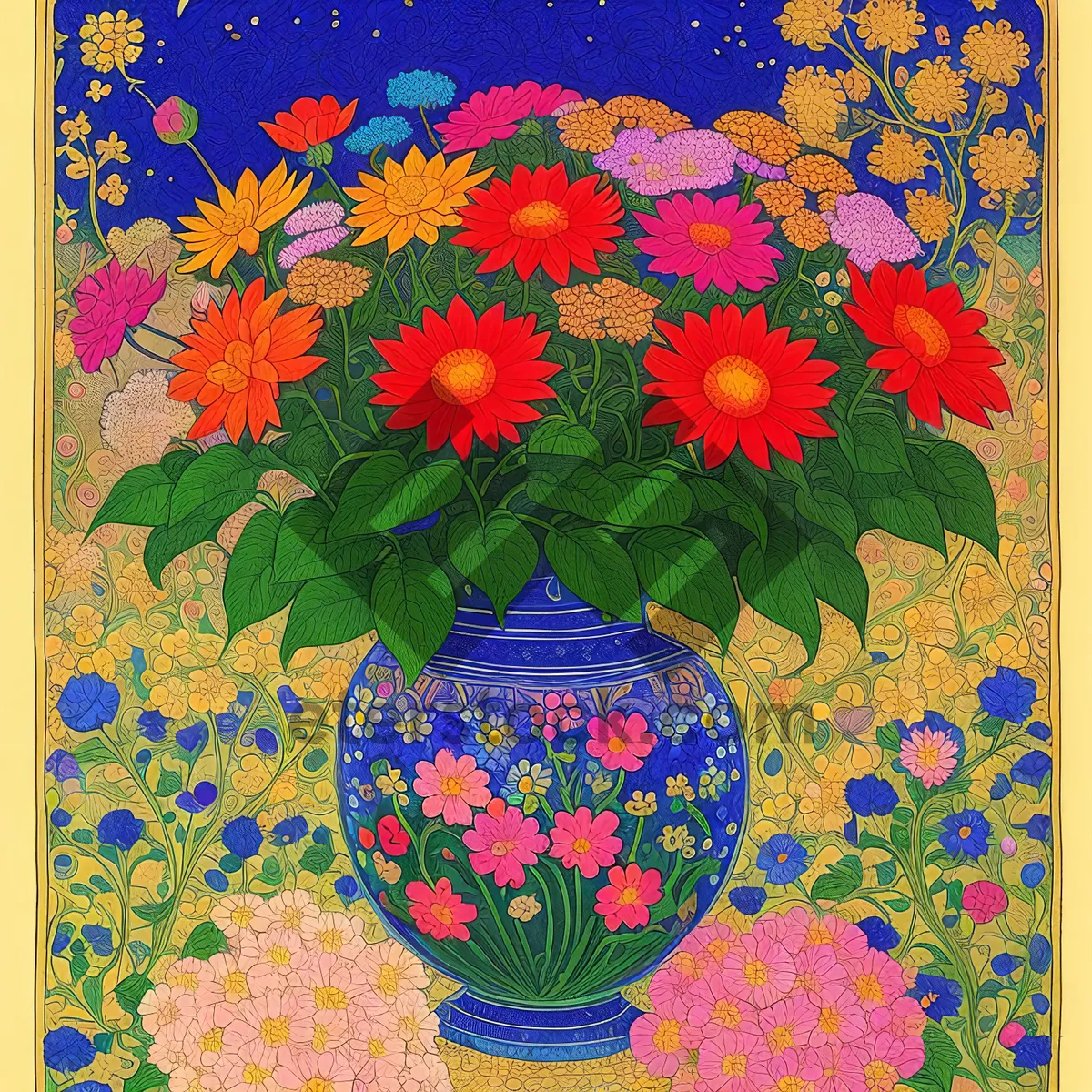 Picture of Colorful Floral Vintage Tile Pattern Design