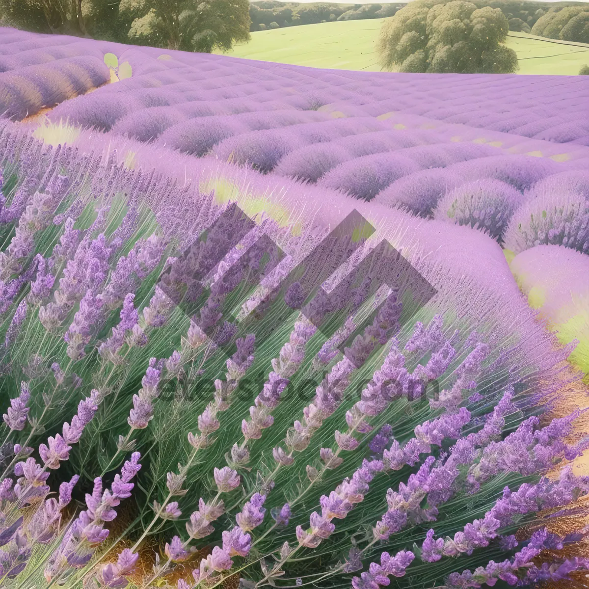 Picture of Lavender Shrub in a Beautiful Purple Field