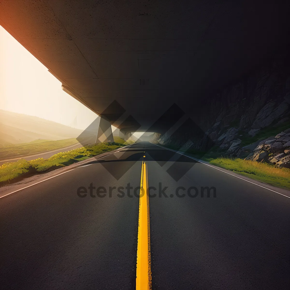 Picture of Speeding Through Rural Horizon: Fast Freeway Journey