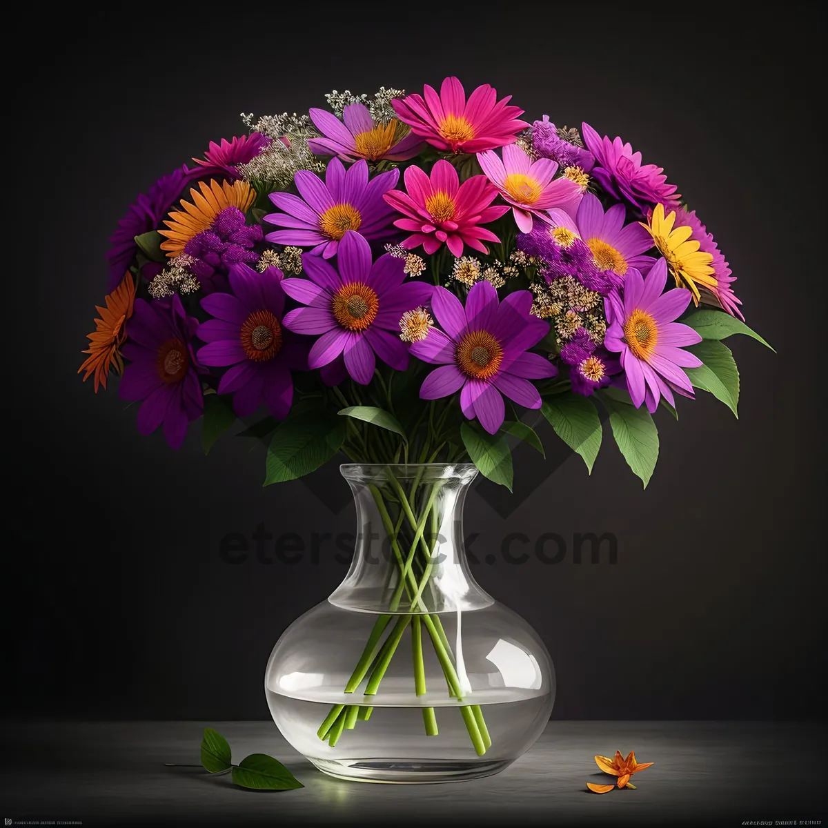 Picture of Pink Spring Floral Bouquet in Colorful Vase