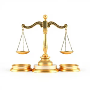 Gold justice scale on bronze background