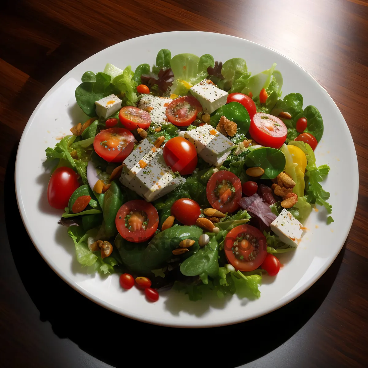 Picture of Gourmet Salad with Fresh Vegetables and Cheese