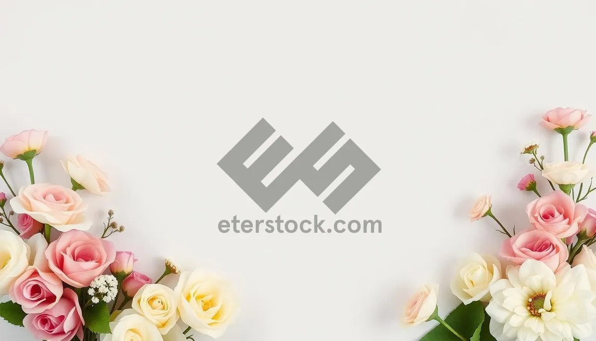 Picture of Floral Celebration Pattern with Pink Swirls and Plant Leaves