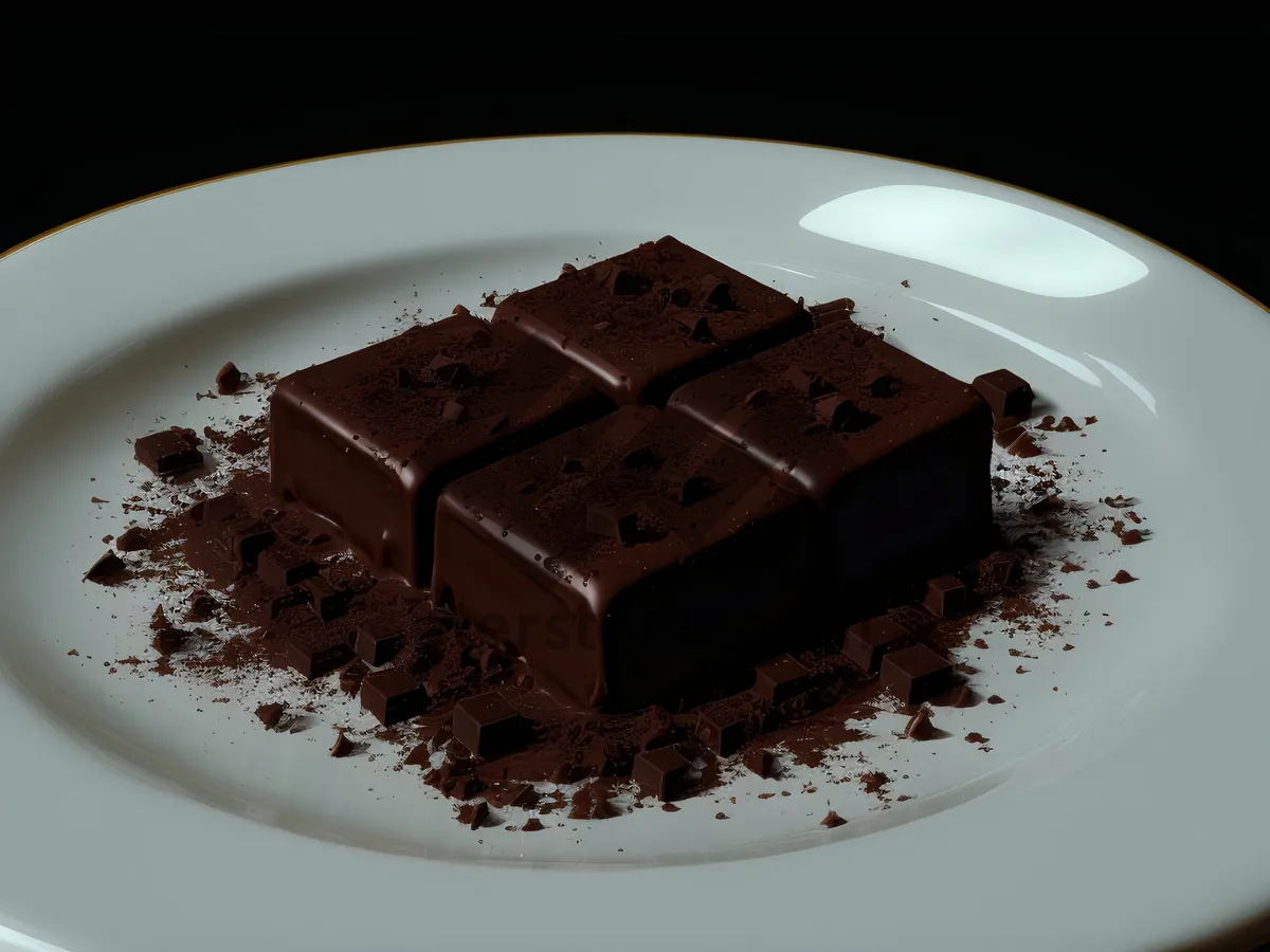 Picture of Chocolate Cake Slice with Cream and Coffee