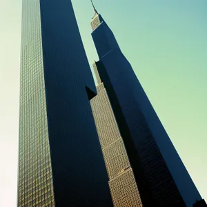 Skyline View of Modern Glass Skyscraper