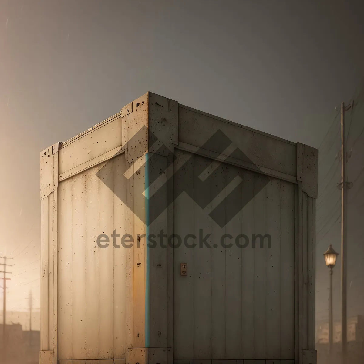 Picture of Old exterior house with container crates
