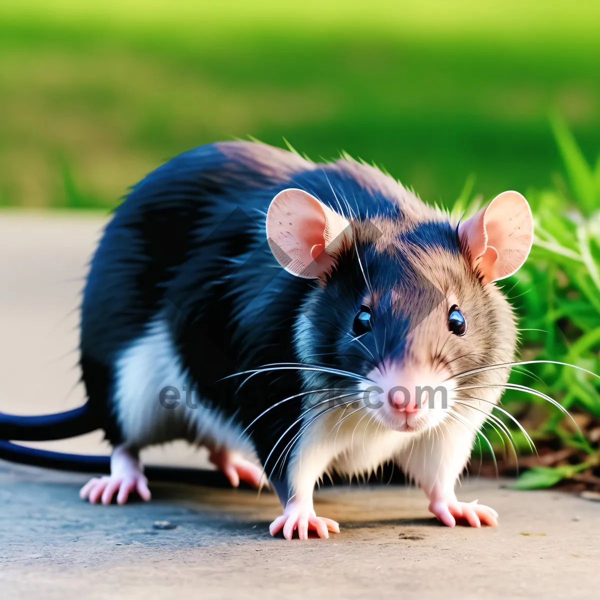 Picture of Furry Gray Mouse with Cute Whiskers