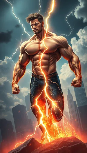 Male model showcasing muscular anatomy for science illustration.