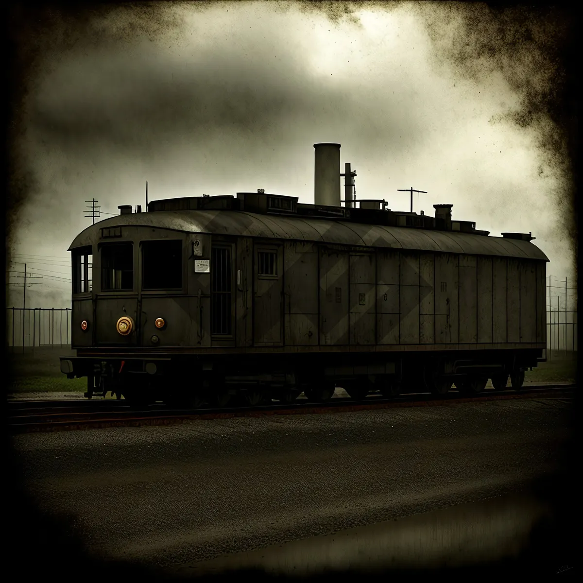 Picture of Vintage train at an old railway station.