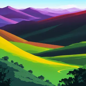 Vibrant Sunset Over Rural Farm Landscape