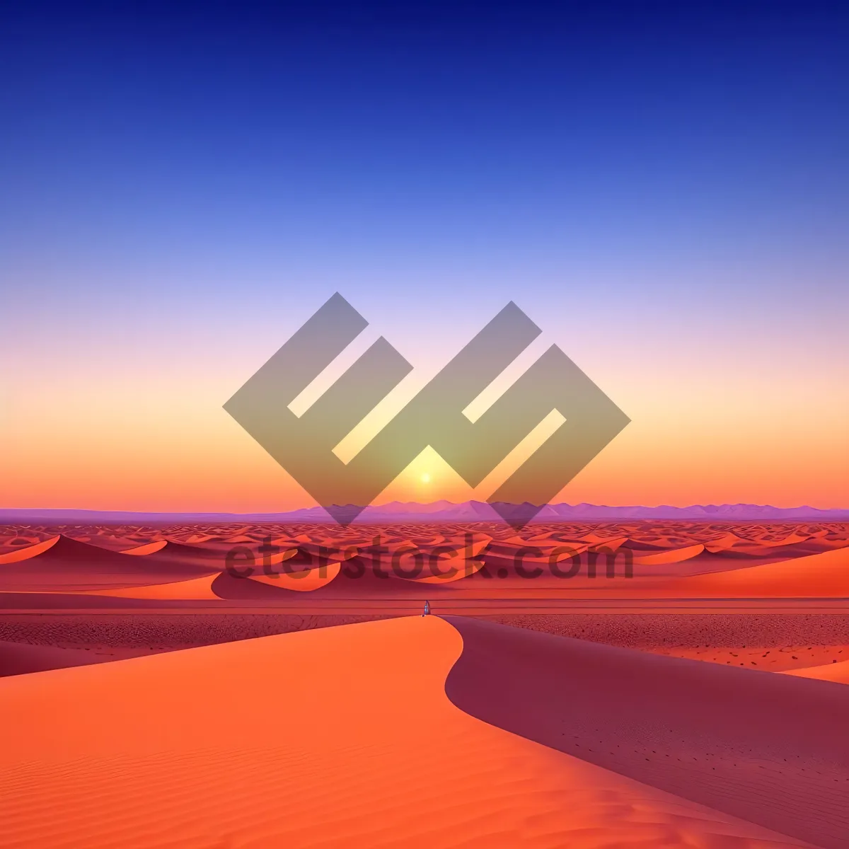 Picture of Dune Sunset: Striking Desert Landscape Under a Colorful Sky