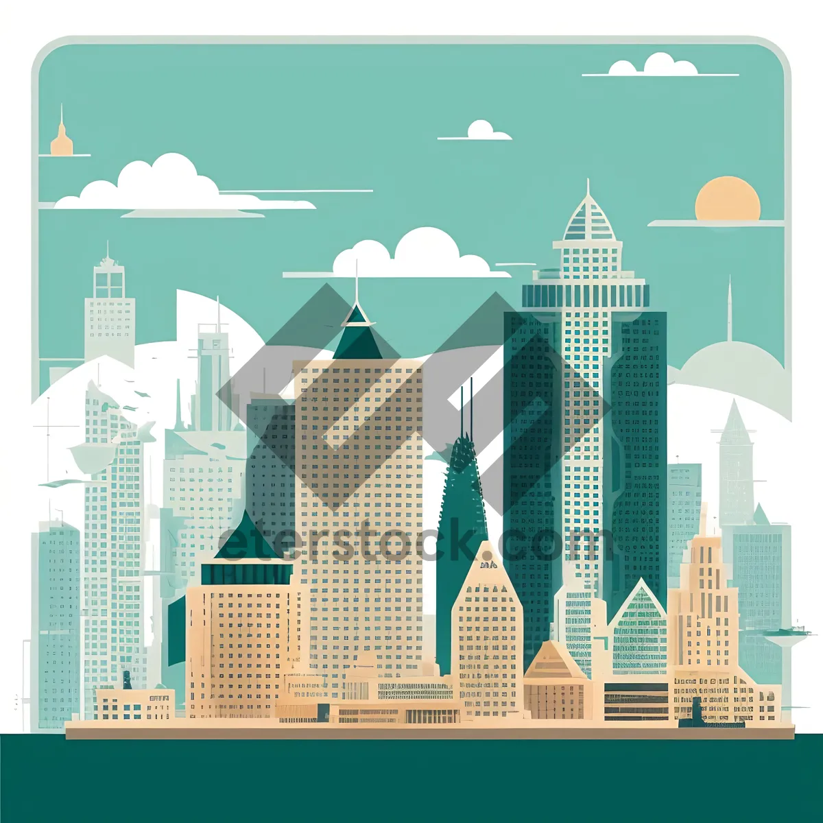 Picture of Cityscape Silhouette: Graphic Pyramid Design