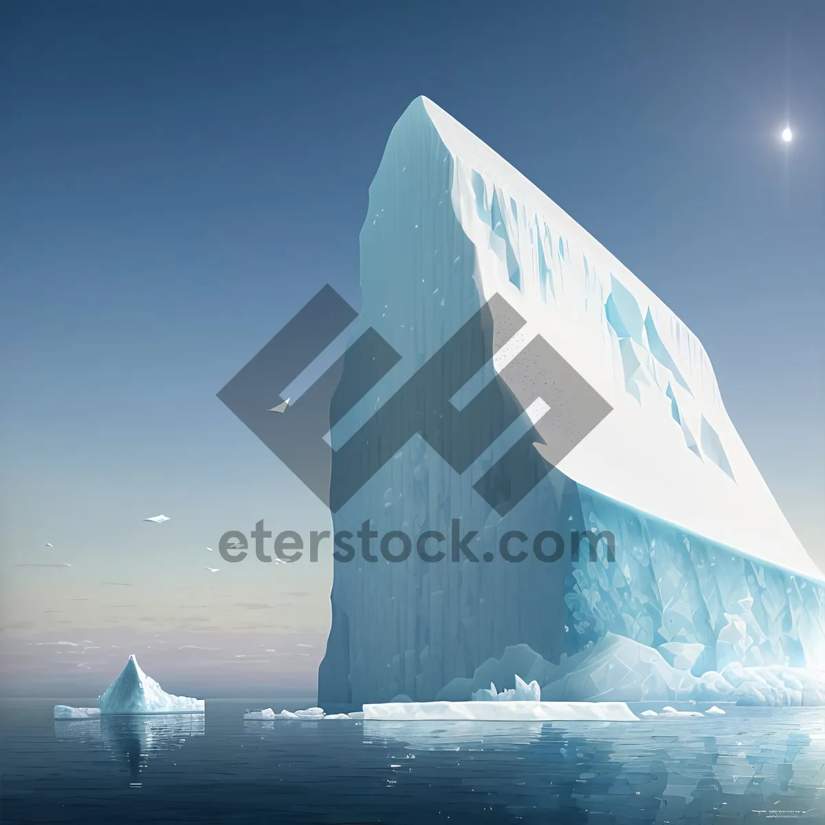 Picture of Majestic Arctic Glacier Amidst Cloudy Winter Skies