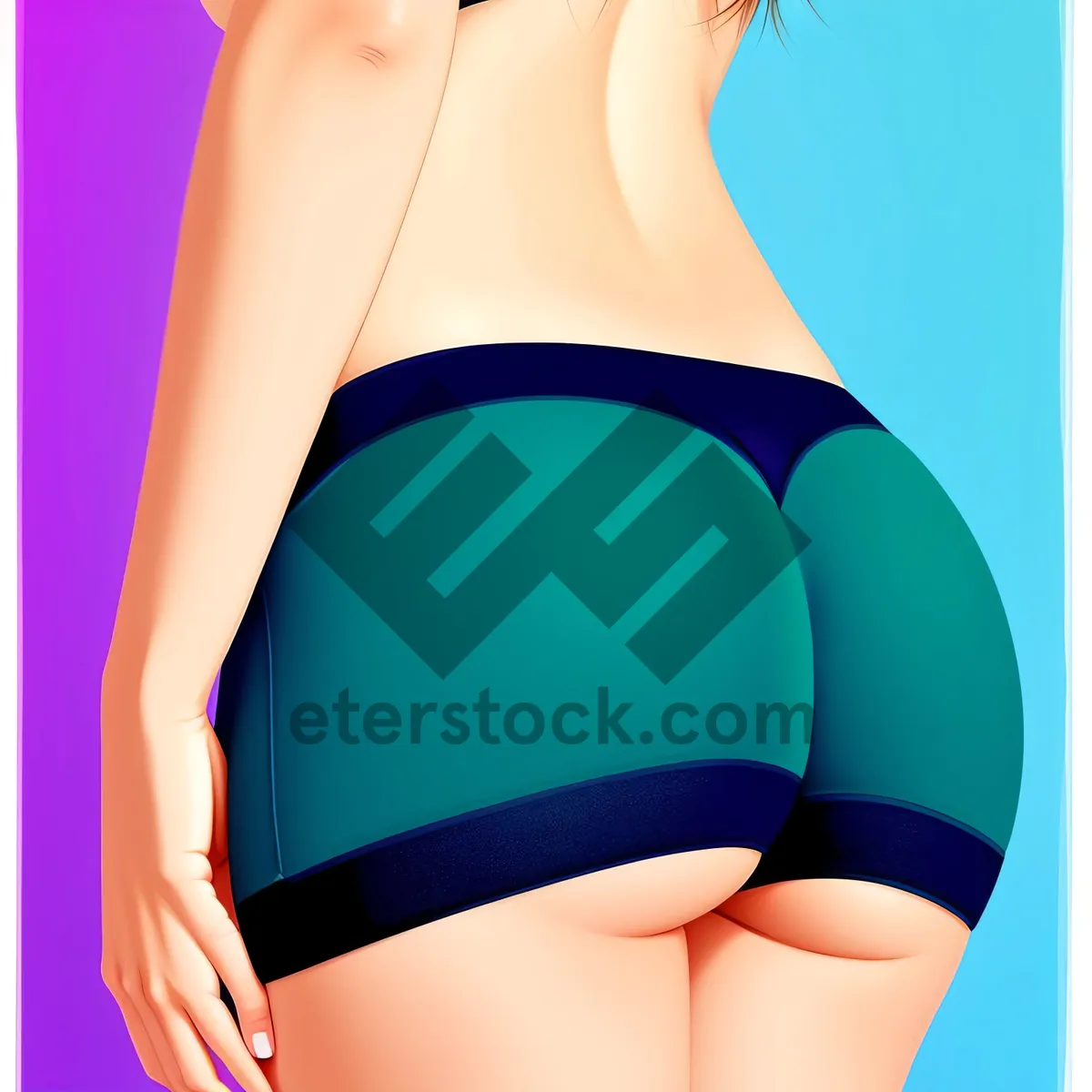 Picture of Fitness bikini model showcasing slim waist in beachwear