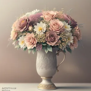 Pink Floral Bouquet in Decorative Vase