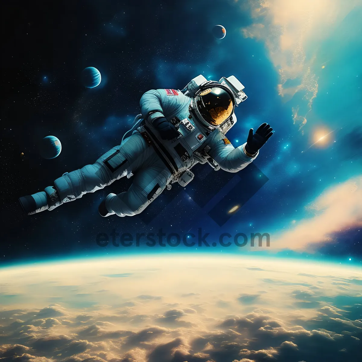 Picture of Starry Athlete Diver in Fantasy Galaxy Exploration