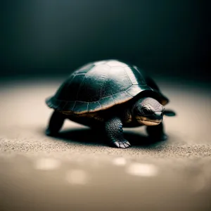 Slow-crawling terrapin and dung beetle