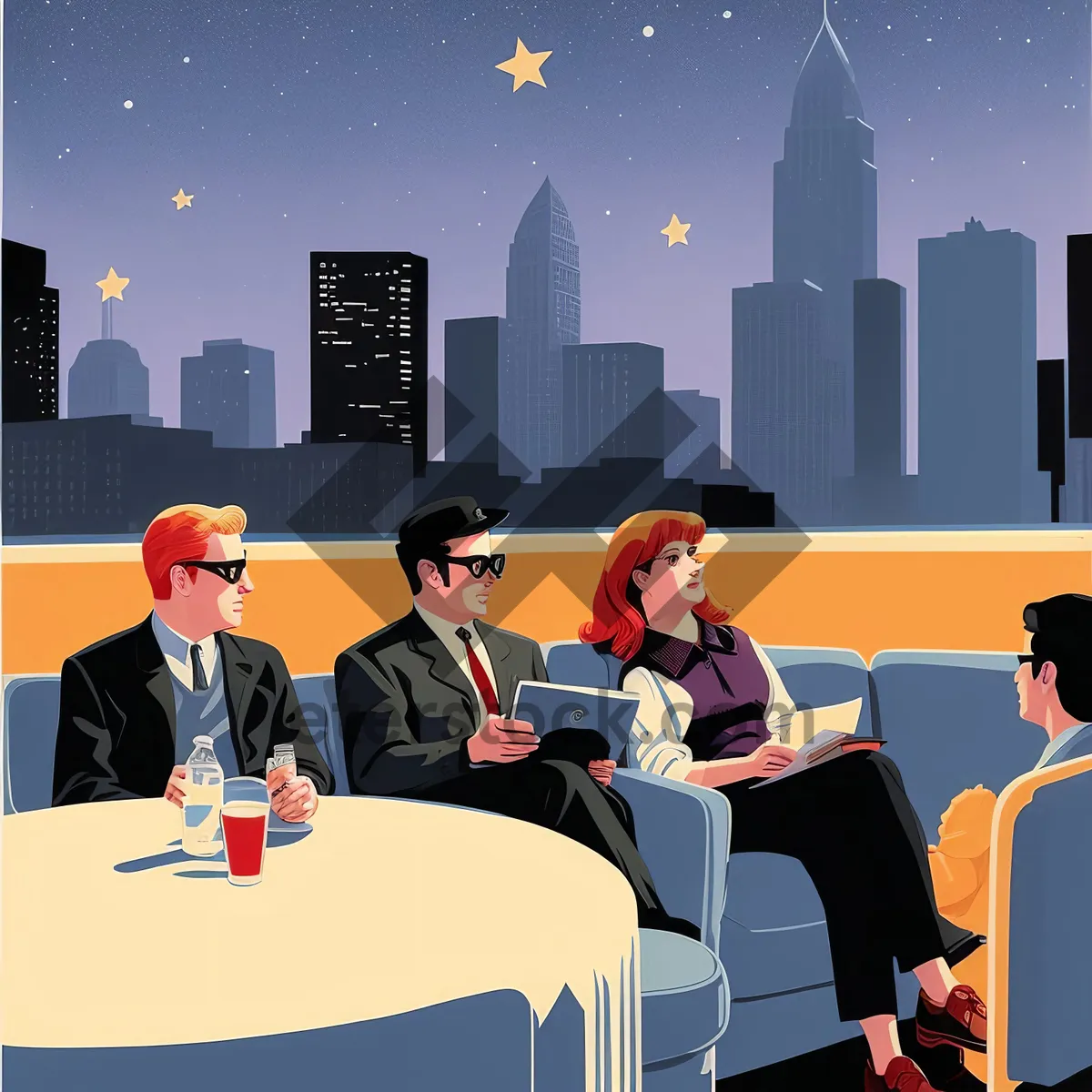 Picture of Successful Corporate Team in Patriotic Business Meeting