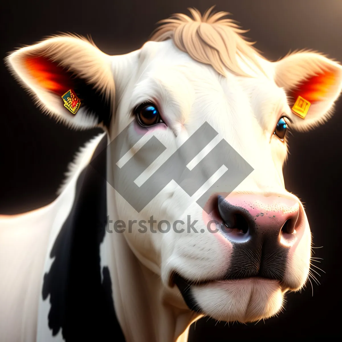 Picture of Black cow with attractive features posing in a ranch.