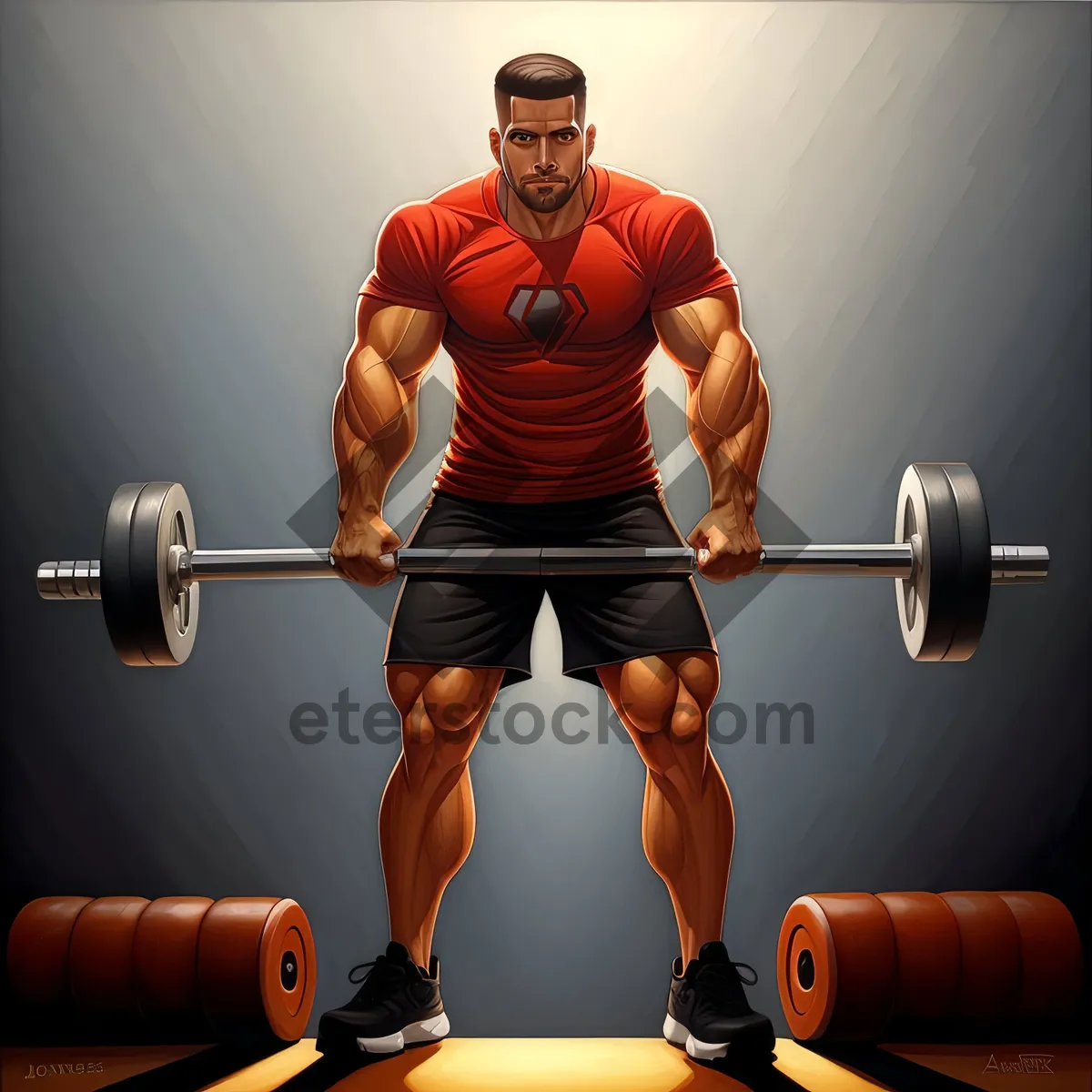 Picture of Strong man lifting weights at the gym.