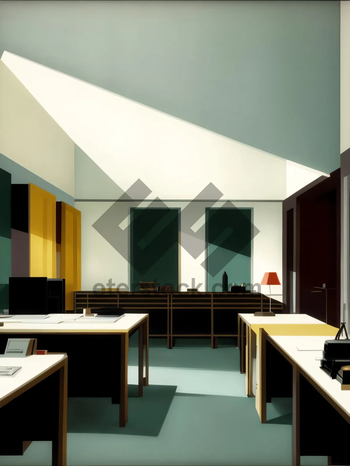 Picture of Modern Kitchen Interior with Elegant Wooden Furniture