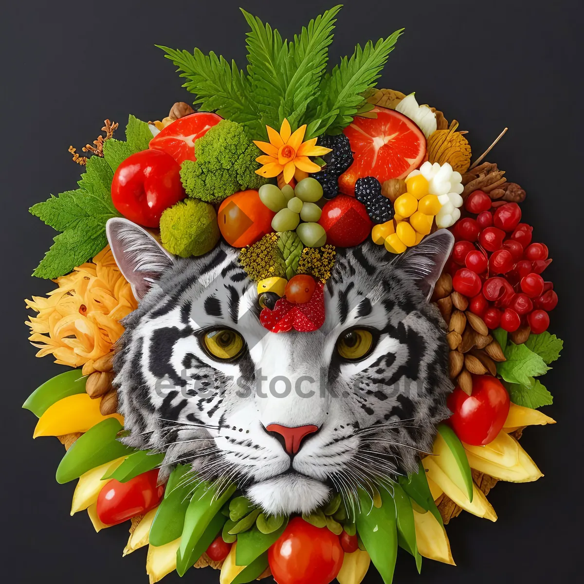 Picture of Fresh and Colorful Fruits and Veggies