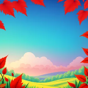 Autumn Maple Leaf Island Design: Vibrant Seasonal Leaf Pattern Art